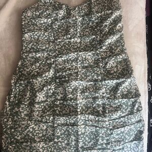 Abercrombie & Fitch Green and White Strapless Dress